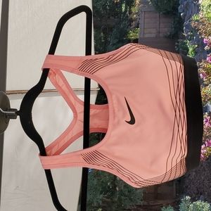 Light Pink with black Nike sports bra
